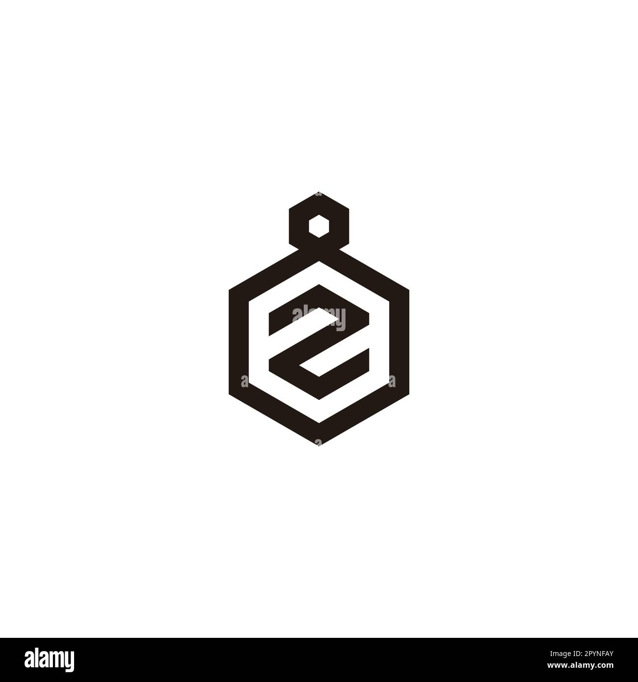 Numero 2 in 8, simbolo geometrico esagonale semplice vettore logo Illustrazione Vettoriale