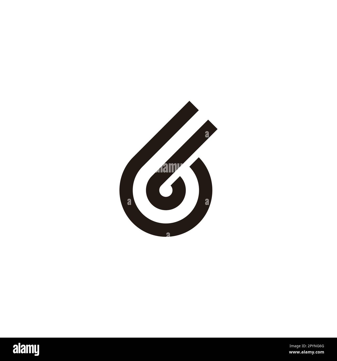 Numero 6 linea doppia, curva simbolo geometrico semplice vettore logo Illustrazione Vettoriale