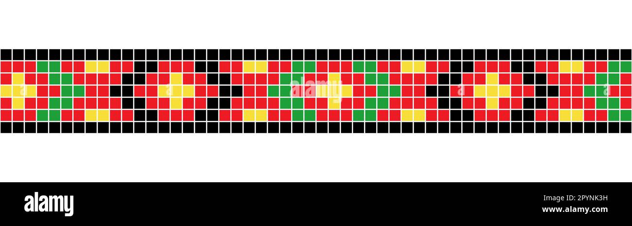 Ucraino colorato mosaico modello vettoriale. Ornamento Lemky Carpathian. Pixel art, vyshyvanka. Popolo ucraino, mosaico etnico di confine Illustrazione Vettoriale