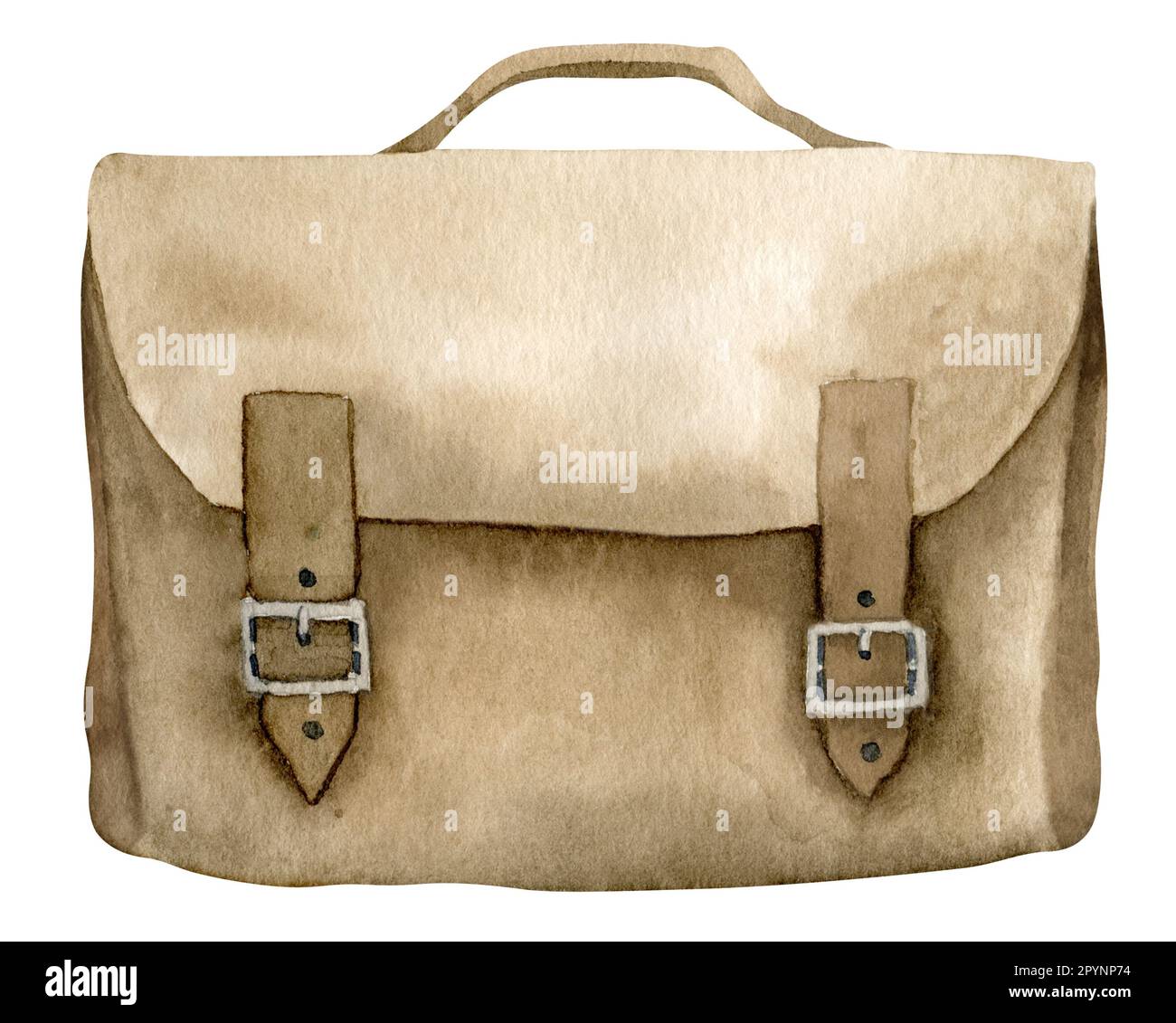 Borsa in pelle retro. Acquerello dipinto a mano illustrazione di borsa vintage per postman o qualsiasi attività su sfondo bianco isolato. Disegno di vecchia scuola knapsack. Schizzo del bagaglio da viaggio. Foto Stock Borsa in pelle retro. Acquerello dipinto a mano illustrazione di borsa vintage per postman o qualsiasi attività su sfondo bianco isolato. Disegno di vecchia scuola knapsack. Schizzo del bagaglio da viaggio. Foto Stock