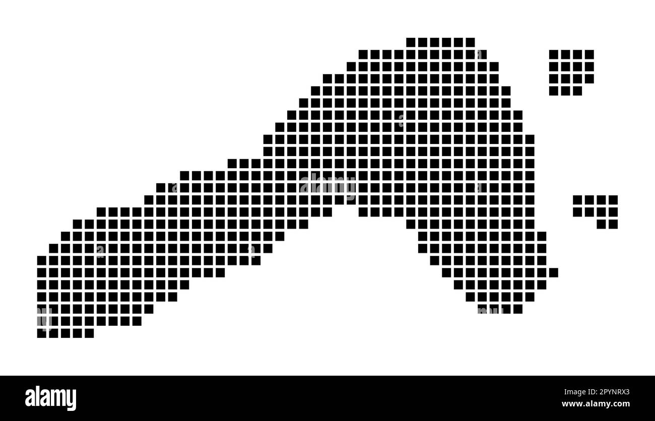 Mappa di Ko Lipe. Mappa di Ko Lipe in stile punteggiato. Bordi dell'isola riempiti di rettangoli per il vostro disegno. Illustrazione vettoriale. Illustrazione Vettoriale