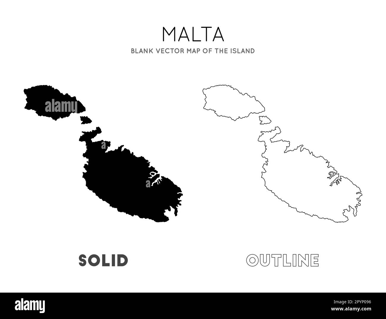 Mappa di Malta. Mappa vettoriale vuota dell'isola. Borders of Malta per la tua infografica. Illustrazione vettoriale. Illustrazione Vettoriale