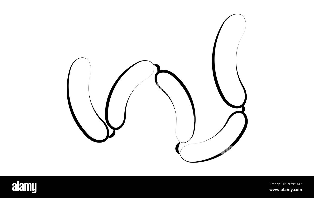 salsicce su sfondo bianco, illustrazione vettoriale. un mazzo di salsicce per pranzo e cena. salsicce alla griglia, delizioso antipasto di carne. pac naturale Illustrazione Vettoriale