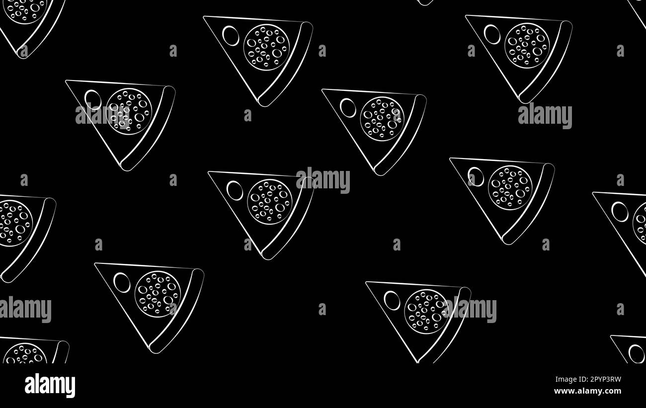 Pezzi di pizza, modello senza cuciture per il tuo design. Nutrizione, pasta. Illustrazione Vettoriale