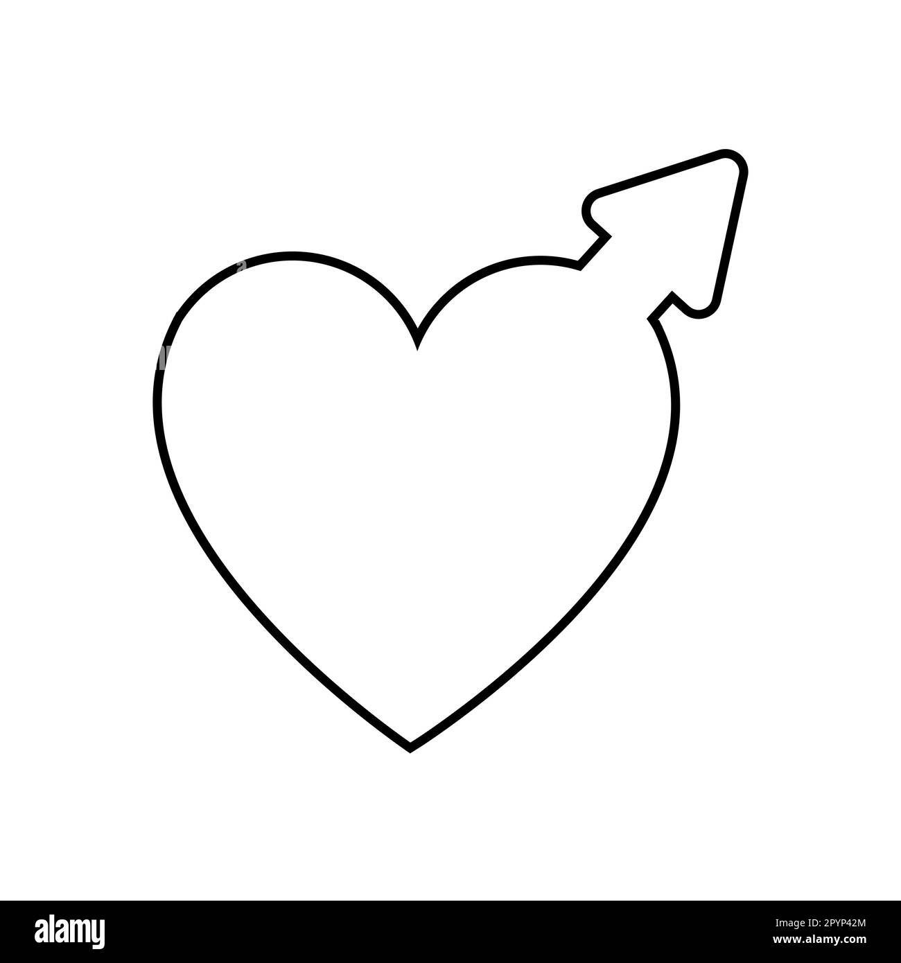 Bianco e nero lineare semplice icona di un bel simbolo di una donna astronomica e Venere nel cuore per la festa dell'amore di San Valentino o M. Illustrazione Vettoriale