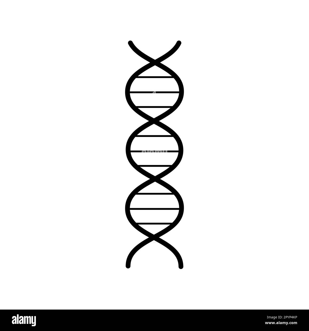 Medicina farmaceutica astratto dna gene elica, semplice icona in bianco e nero su sfondo bianco. Illustrazione vettoriale. Illustrazione Vettoriale
