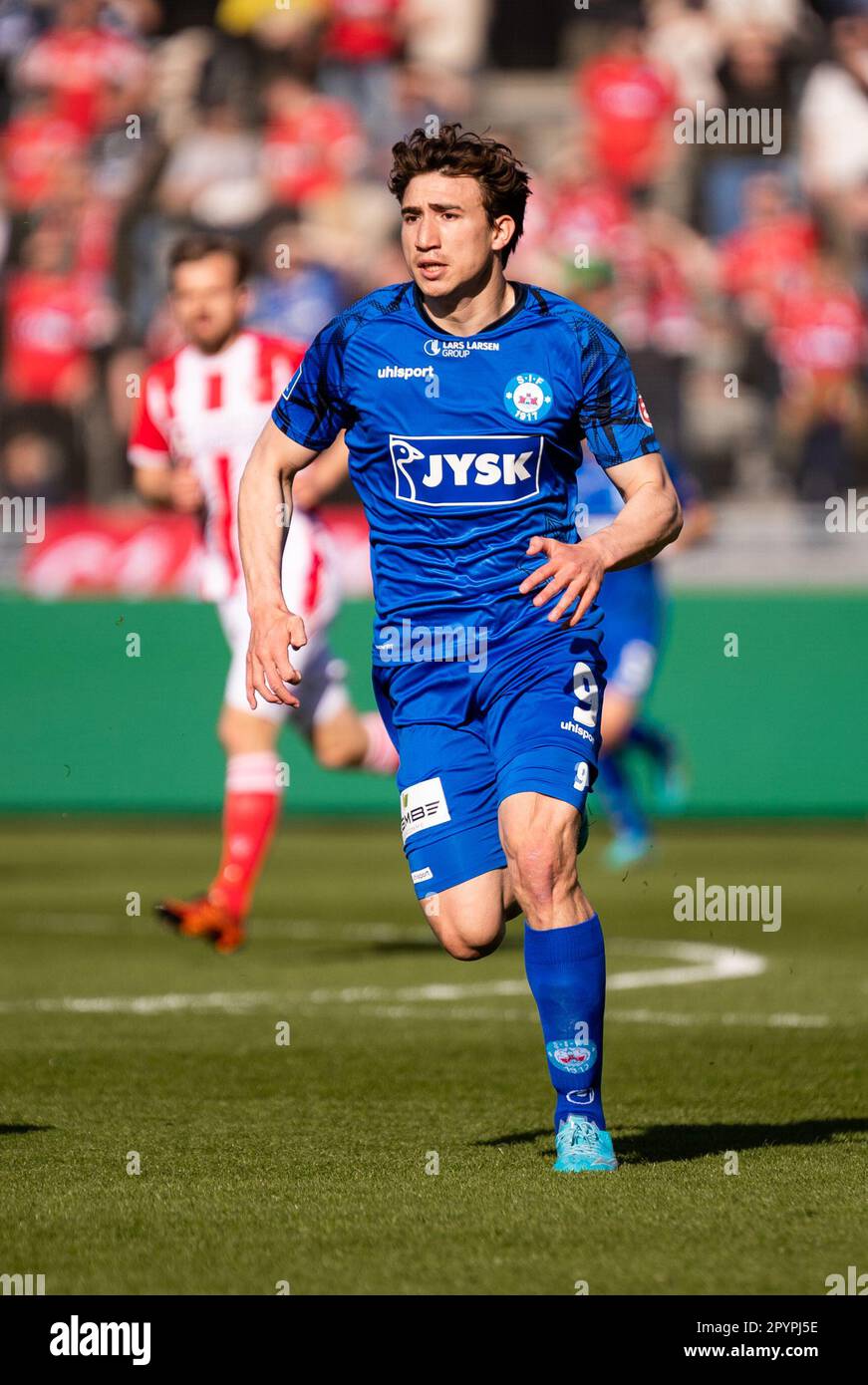 Aalborg, Danimarca. 04th maggio, 2023. Alexander Lind (9) di Silkeborg SE visto durante la partita della DBU Cup tra Aalborg Boldklub e Silkeborg SE all'Aalborg Portland Park di Aalborg. (Photo Credit: Gonzales Photo/Alamy Live News Foto Stock