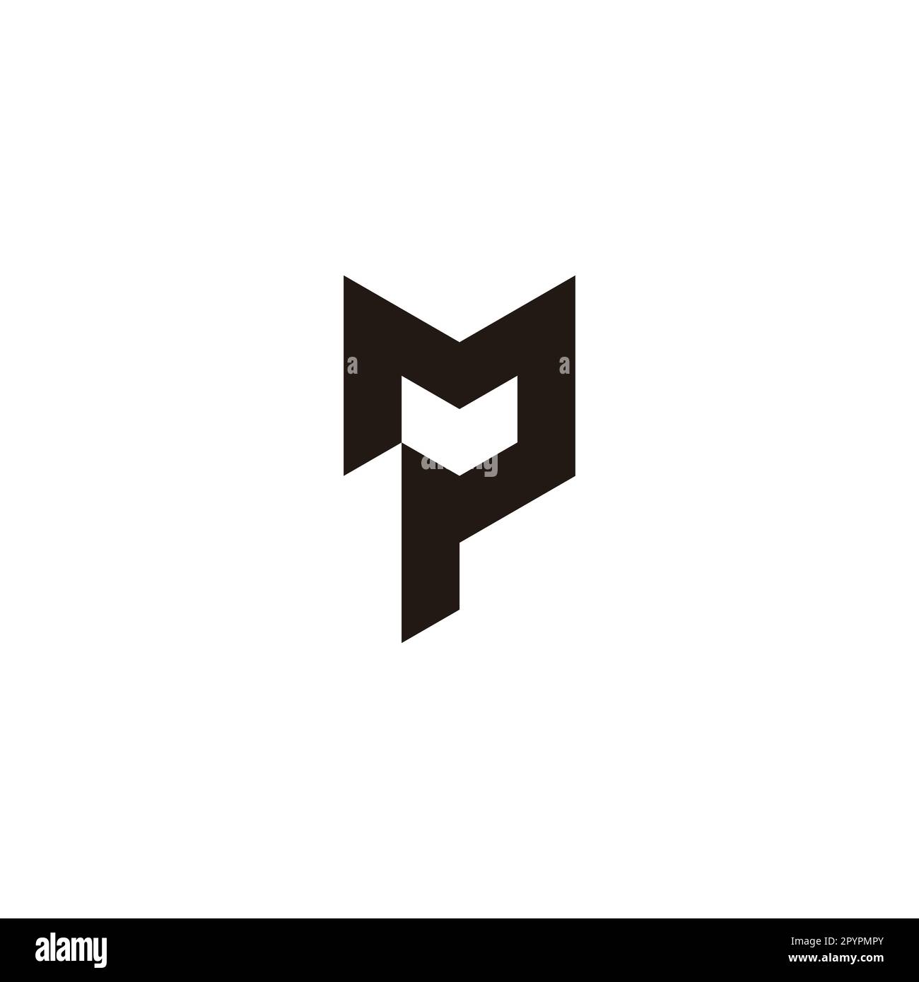 Lettera MP contorno simbolo geometrico semplice vettore logo Illustrazione Vettoriale