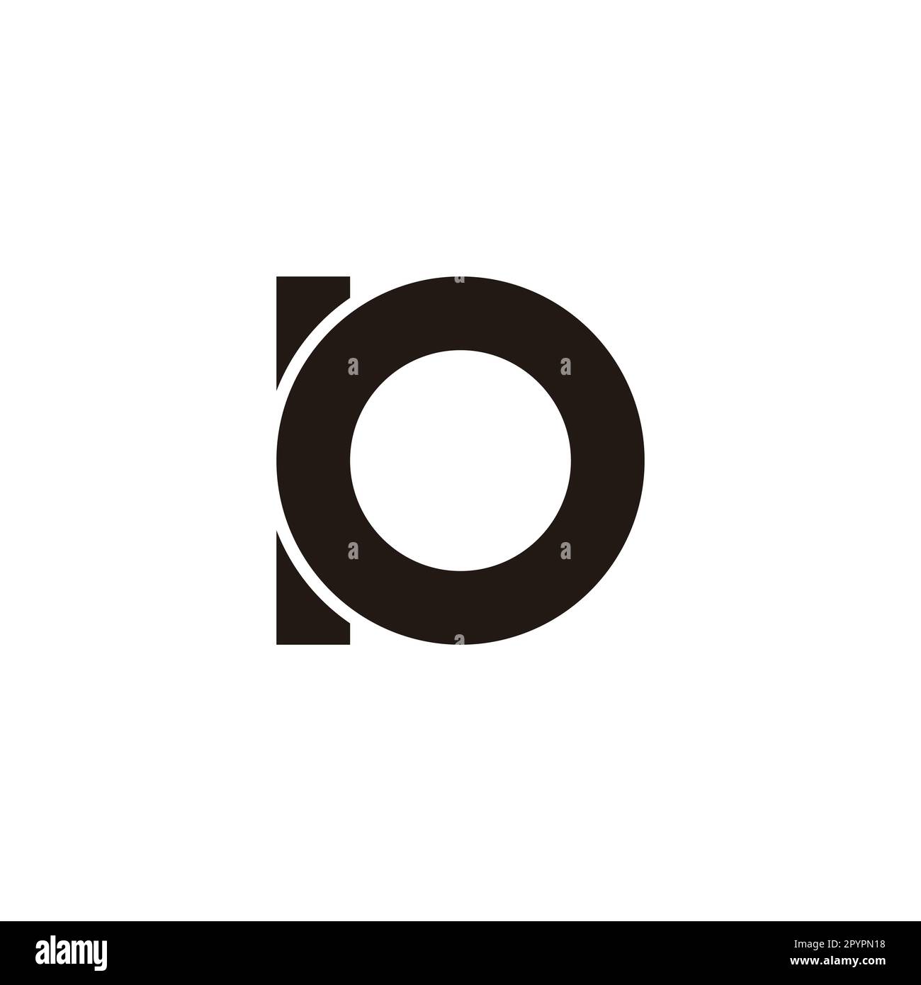 Lettera b, p e o cerchio, contorno simbolo geometrico semplice vettore logo Illustrazione Vettoriale