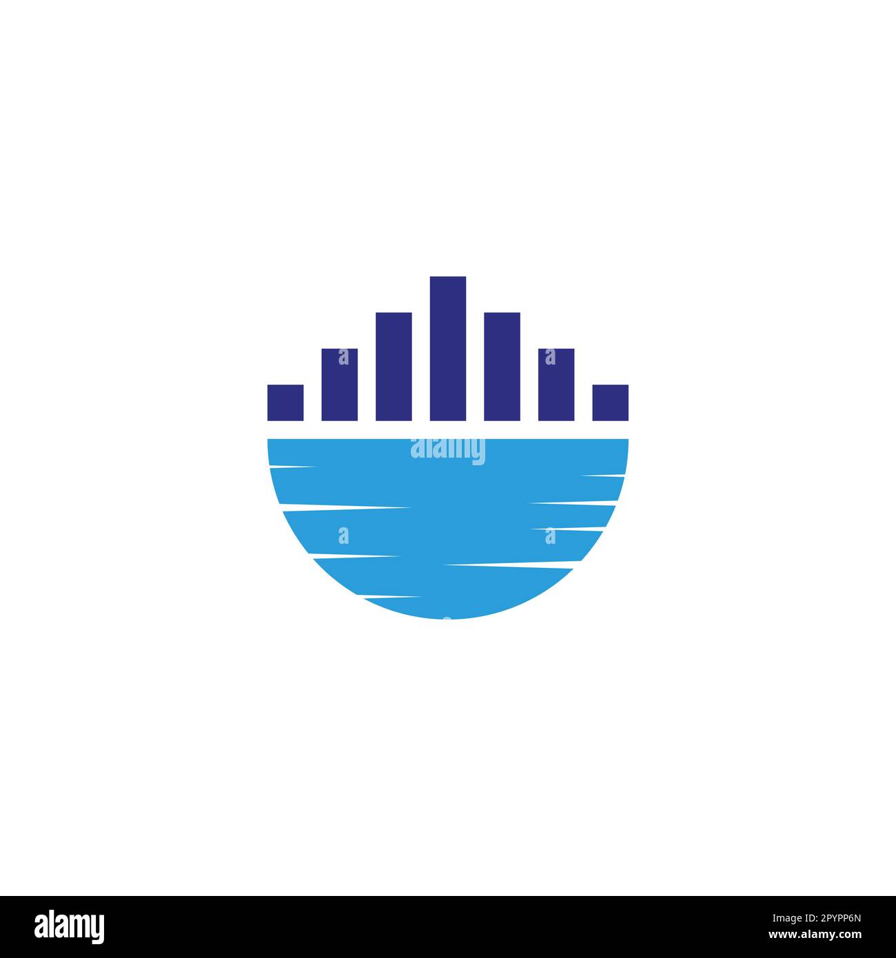 Edifici, mare simbolo geometrico semplice logo vettore Illustrazione Vettoriale