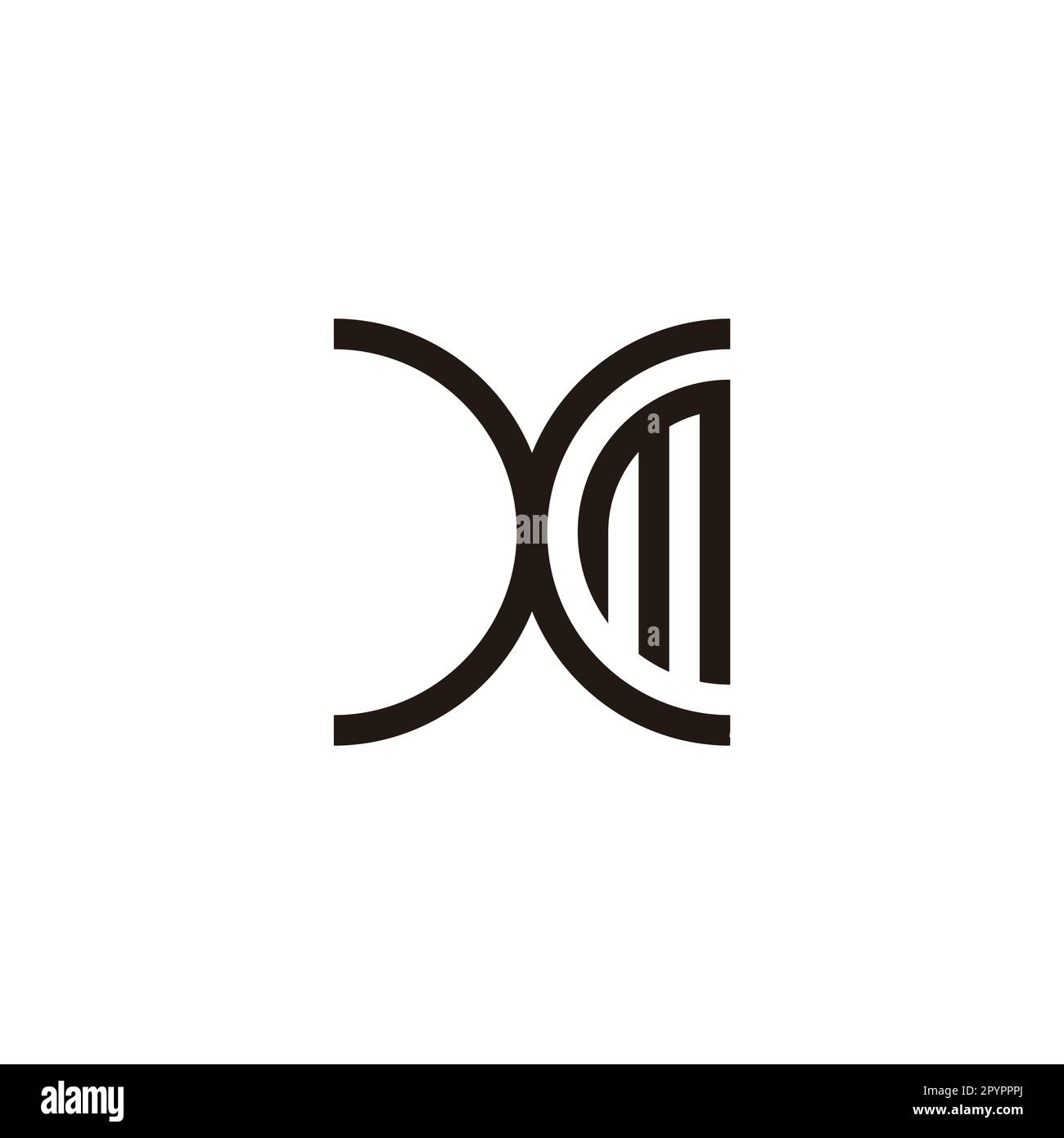 Lettera Xm curva simbolo geometrico semplice vettore logo Illustrazione Vettoriale