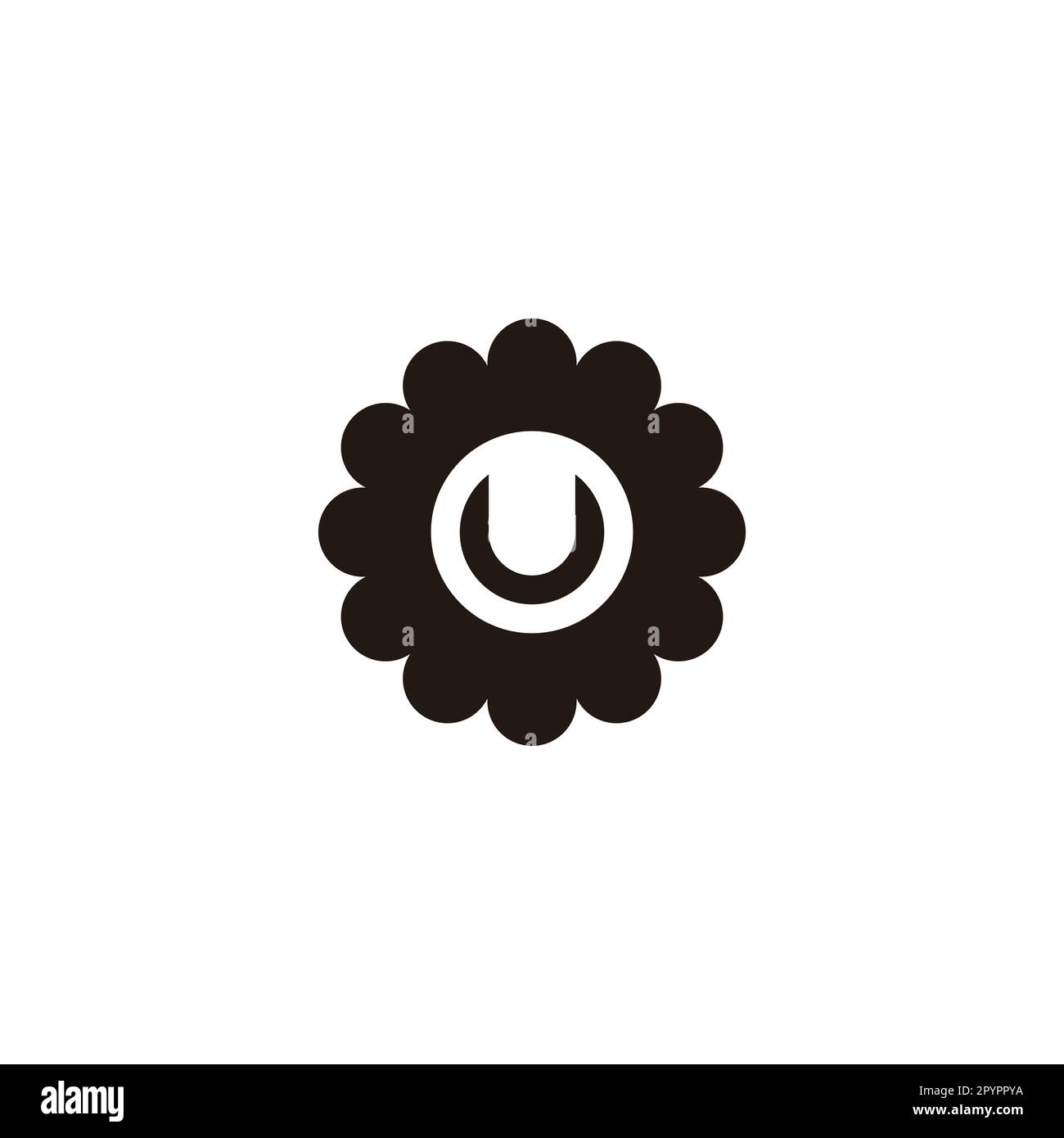 Lettera U in fiore, cerchio simbolo geometrico semplice logo vettore Illustrazione Vettoriale