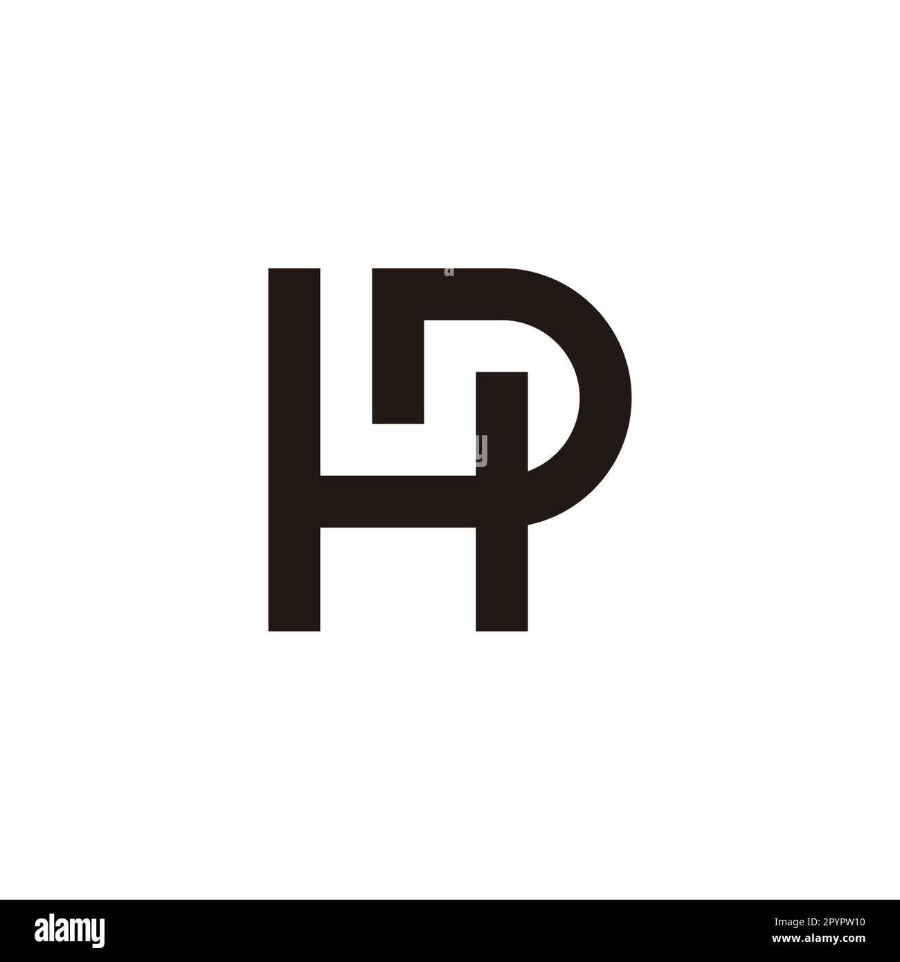 Lettera H e P quadrate, simbolo di curva semplice vettore logo Illustrazione Vettoriale