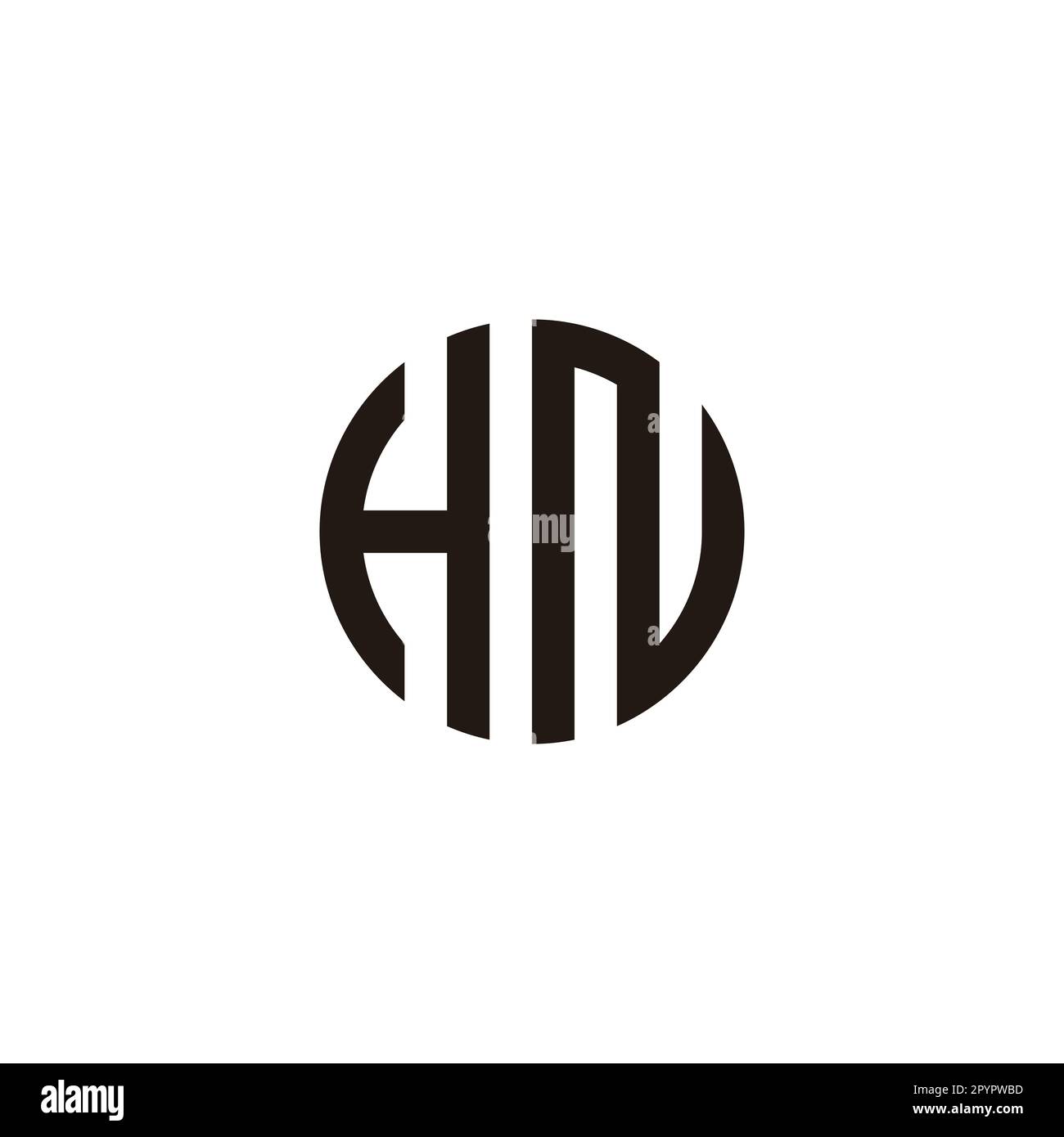 Lettera HN simbolo cerchio semplice logo vettore Illustrazione Vettoriale