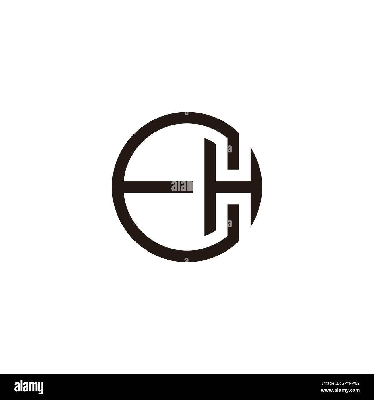 Lettera EH cerchio, simbolo geometrico quadrato semplice vettore logo Illustrazione Vettoriale
