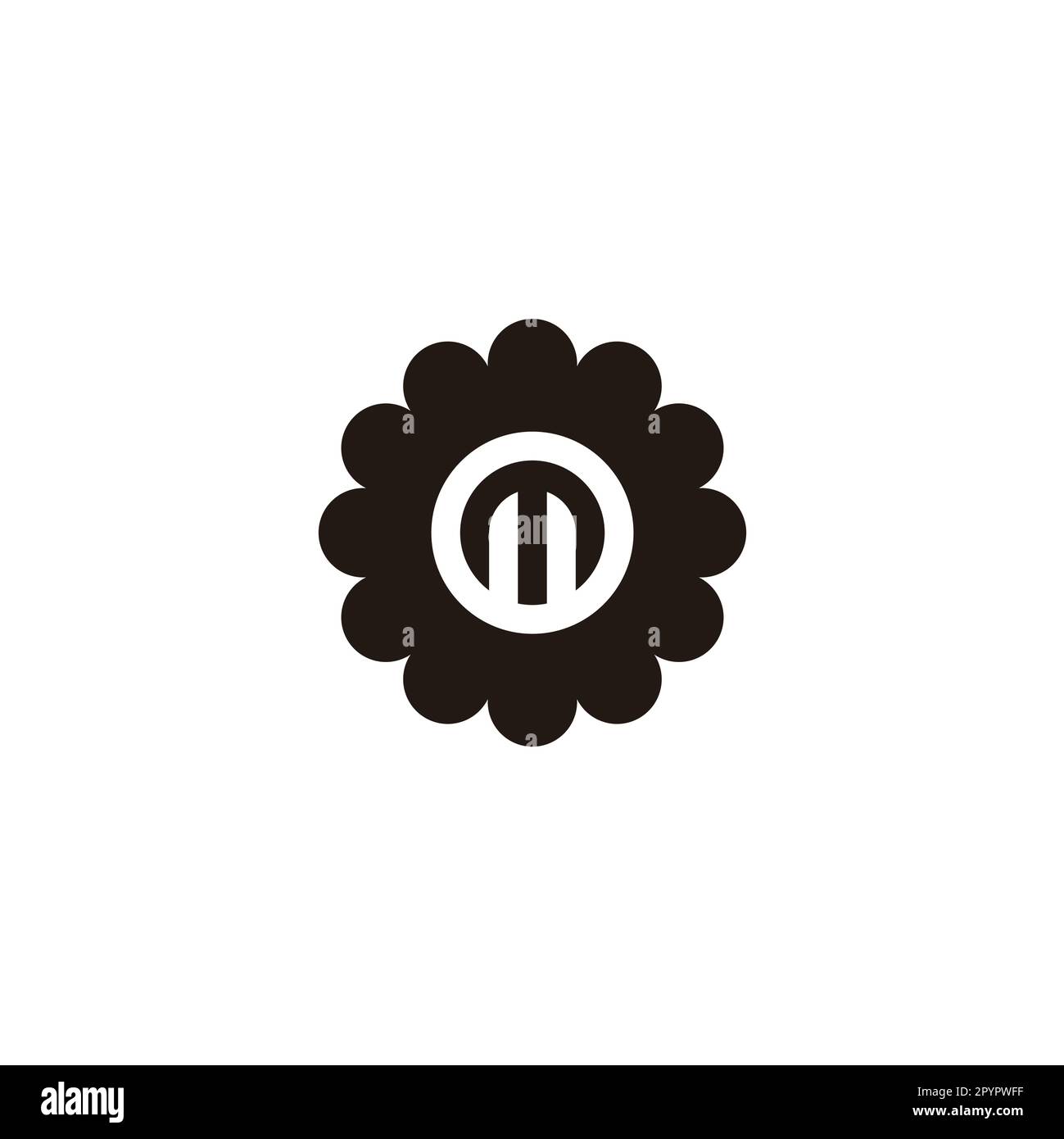 Lettera m in fiore, cerchio simbolo geometrico semplice logo vettore Illustrazione Vettoriale