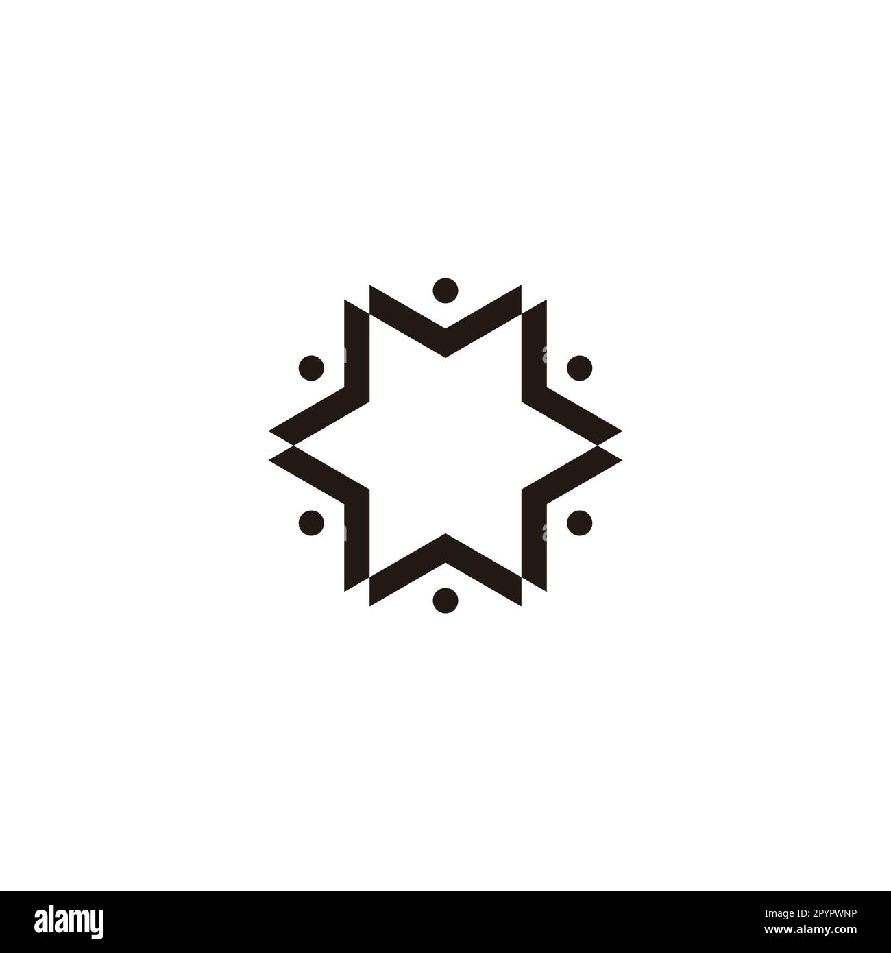 Sei persone, lavoro di squadra simbolo geometrico semplice logo vettore Illustrazione Vettoriale