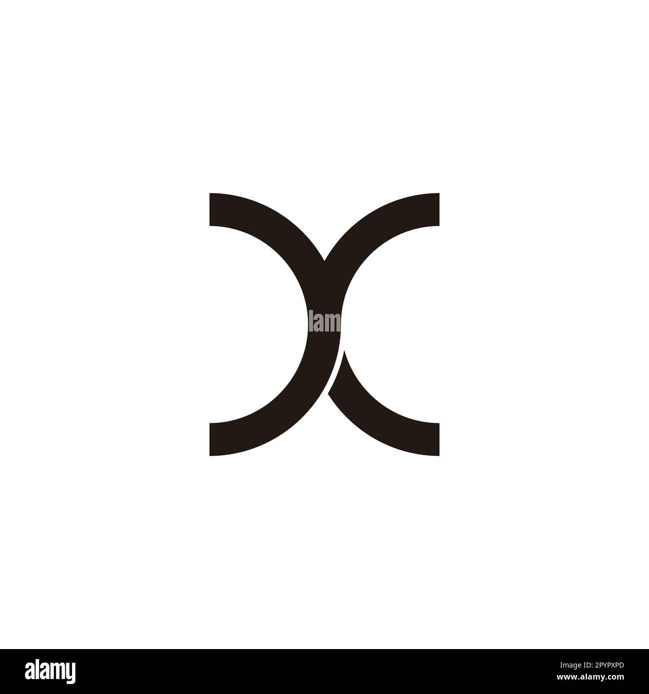 Lettera yx xy y x curva, contorno simbolo geometrico semplice logo vettore Illustrazione Vettoriale