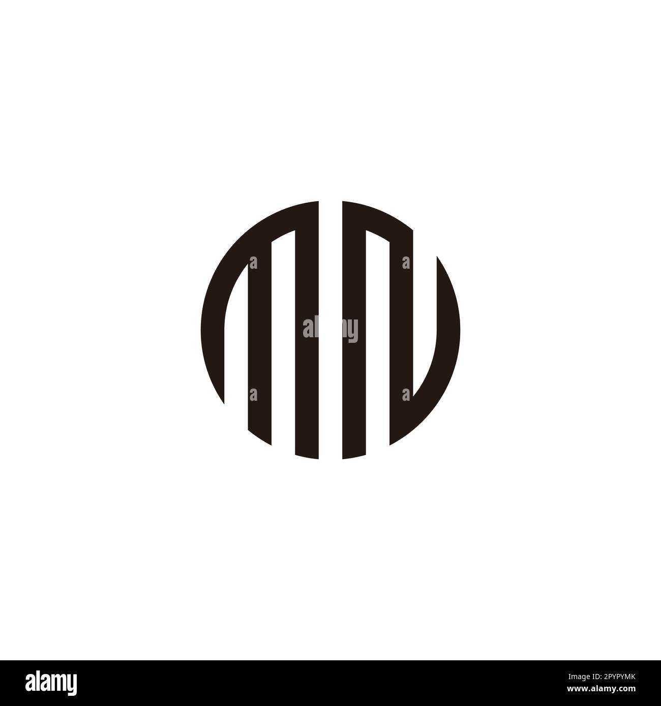 Lettera mn cerchio, striscia simbolo geometrico semplice vettore logo Illustrazione Vettoriale