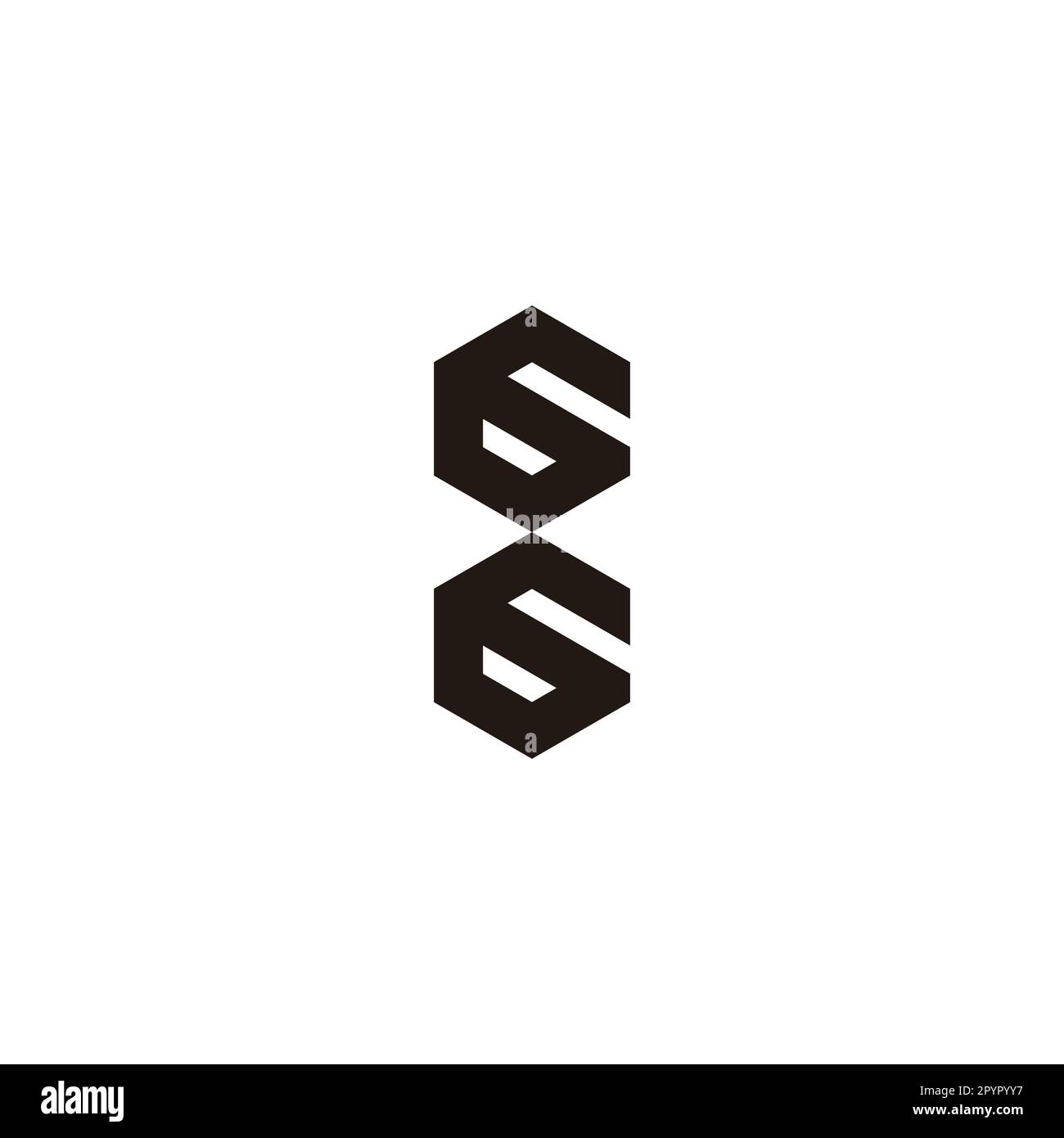 Numero 6, 8 esagoni simbolo geometrico semplice vettore logo Illustrazione Vettoriale