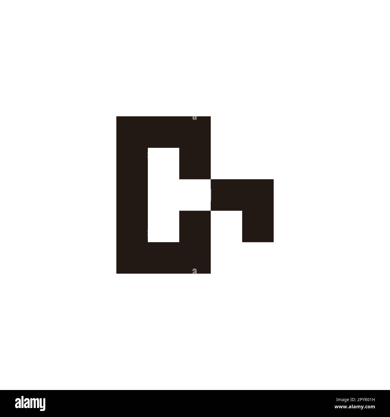 Lettera C e h simbolo geometrico quadrato semplice vettore logo Illustrazione Vettoriale