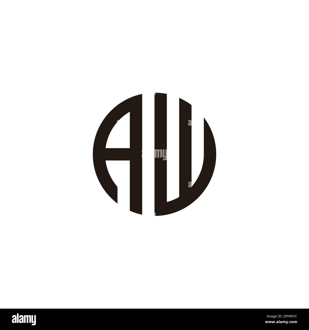 Lettera AW cerchio, linea simbolo geometrico semplice vettore logo Illustrazione Vettoriale