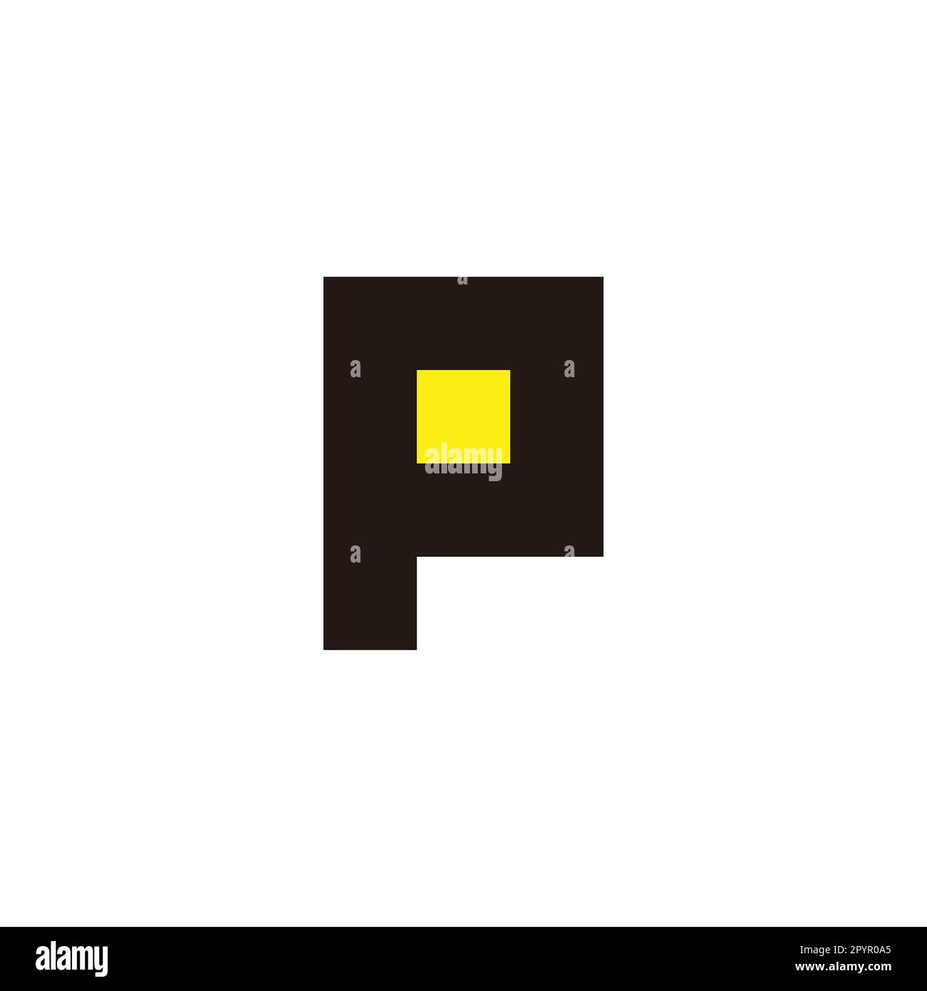 Lampada lettera P, simbolo geometrico quadrato semplice logo vettore Illustrazione Vettoriale