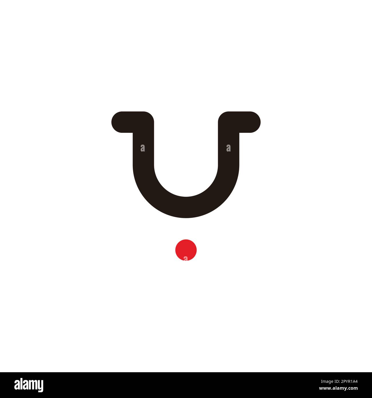 Lettera U punto, carrello, simbolo geometrico semplice logo vettore Illustrazione Vettoriale