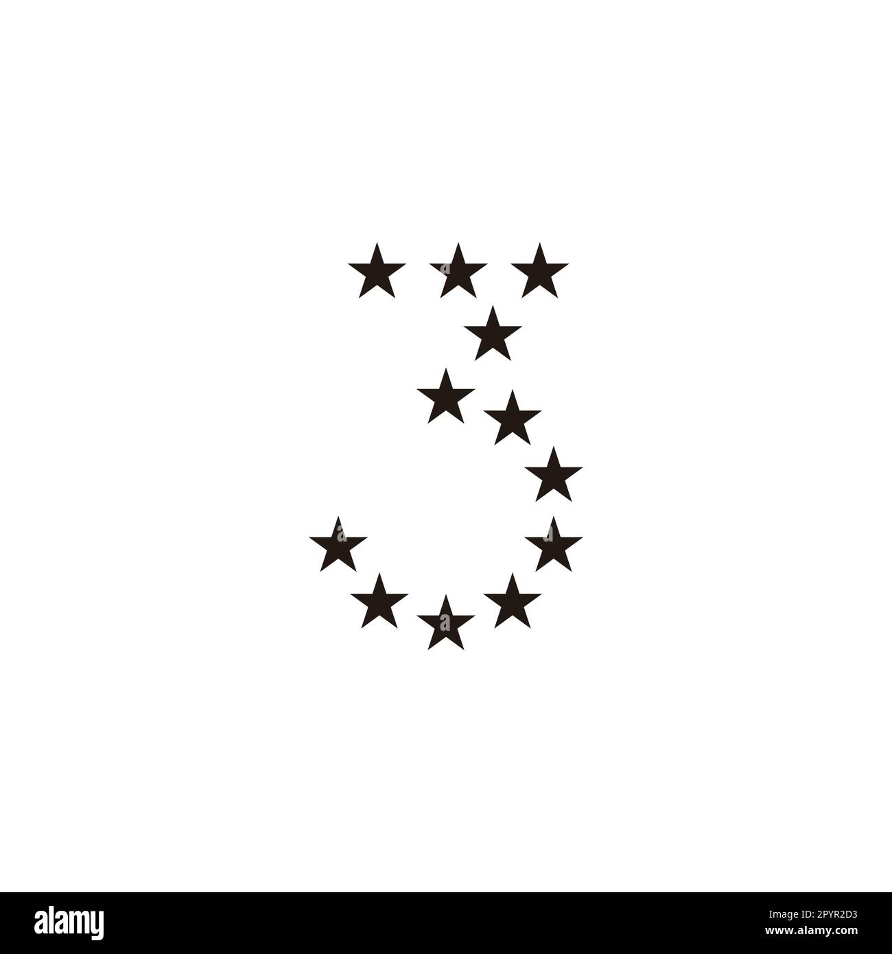 Numero 3 stelle simbolo geometrico semplice logo vettore Illustrazione Vettoriale
