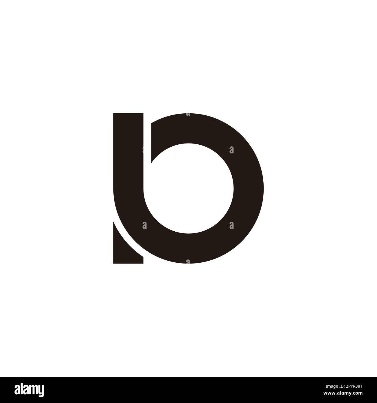 Lettera Pb BP P b cerchio, contorno simbolo geometrico semplice vettore logo Illustrazione Vettoriale