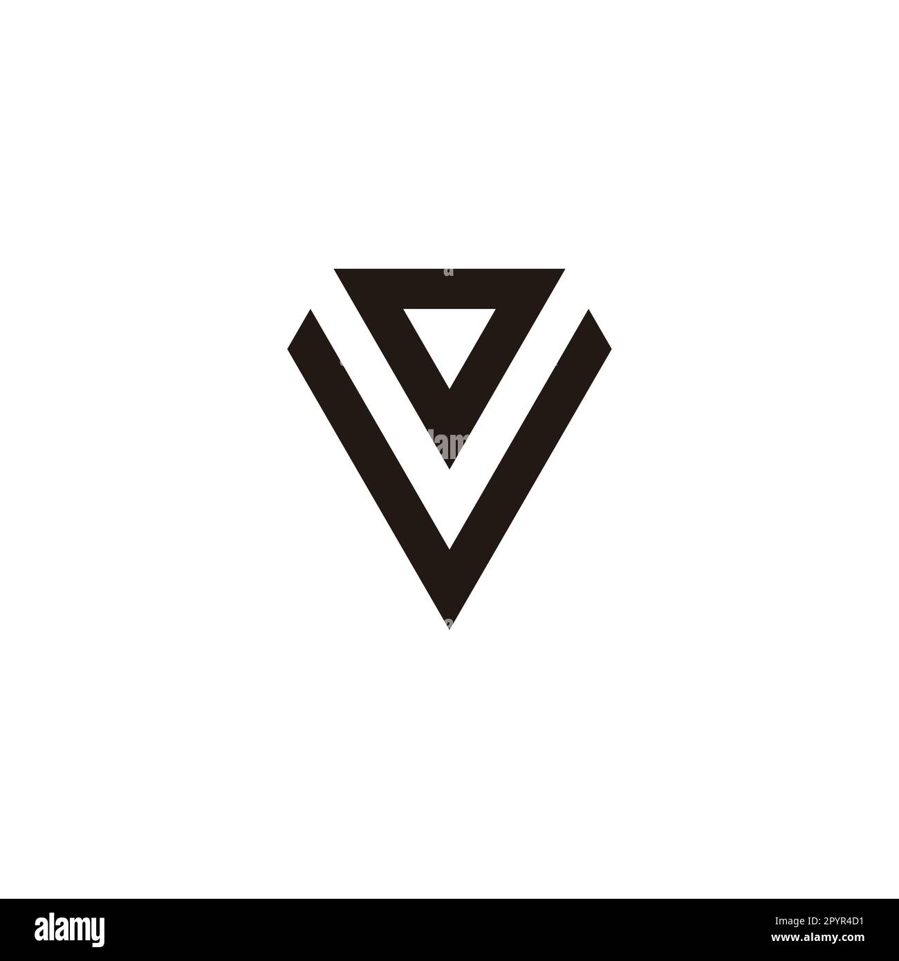 Lettera V e o simbolo geometrico simbolo di diamante semplice vettore di logo Illustrazione Vettoriale