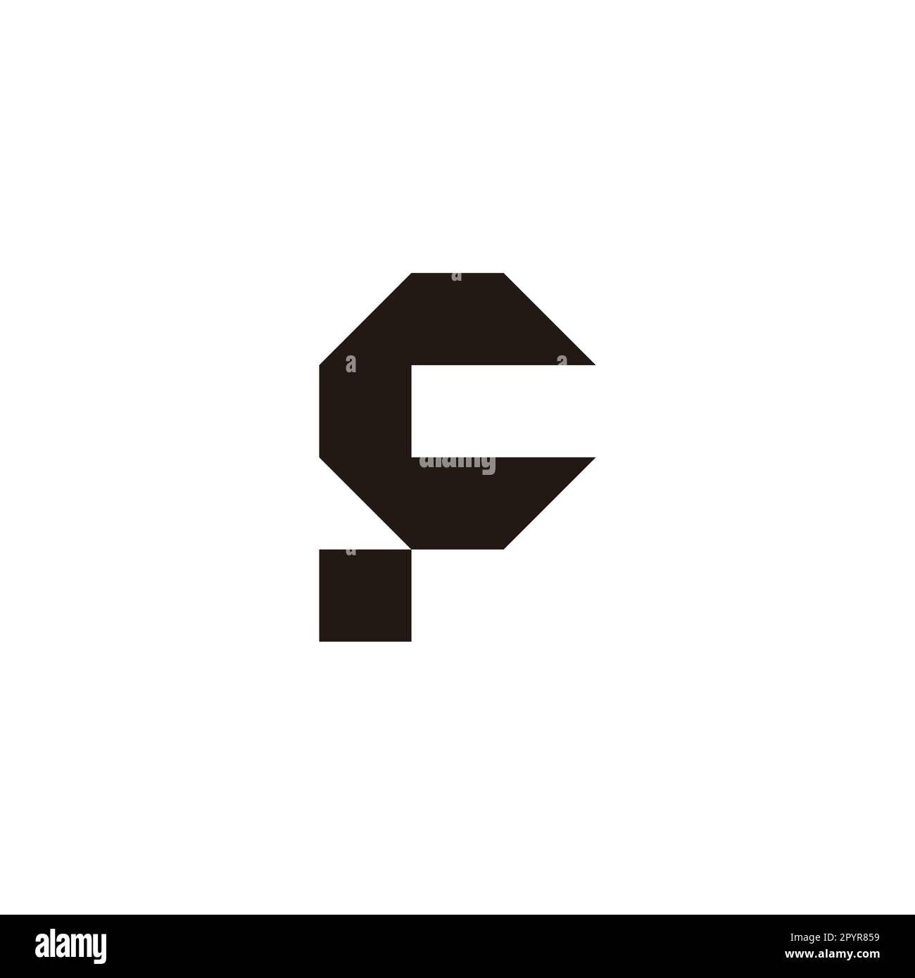 Lettera cp pc c p simbolo geometrico quadrato semplice vettore logo Illustrazione Vettoriale
