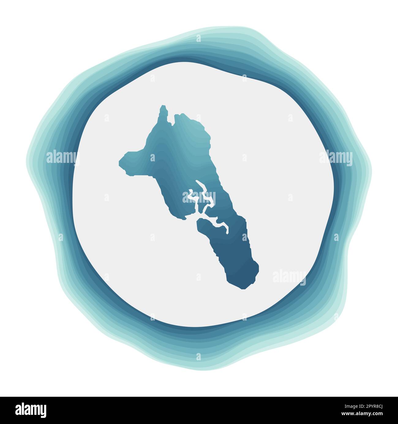 Logo Havelock Island. Distintivo dell'isola. Segno circolare a strati intorno alla forma Havelock. Affascinante illustrazione vettoriale. Illustrazione Vettoriale