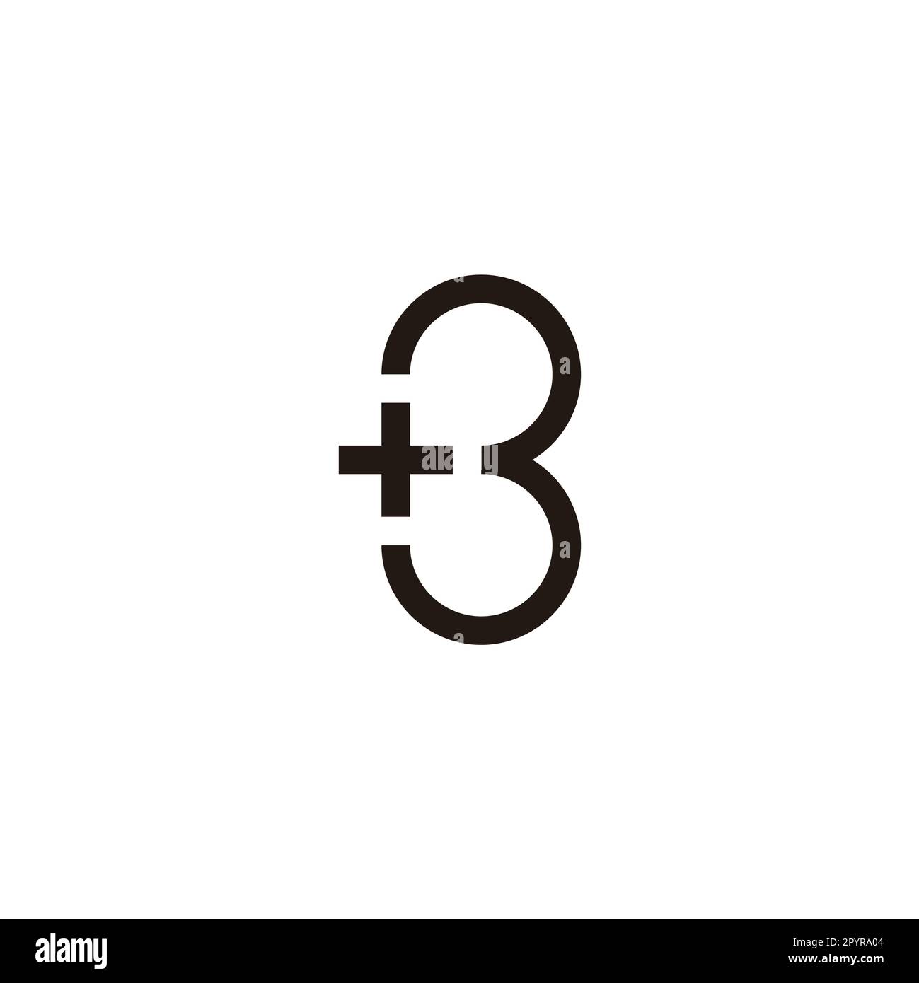 Numero 3 Plus, B simbolo geometrico semplice vettore logo Illustrazione Vettoriale