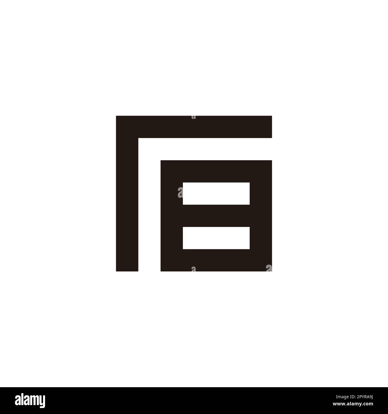 Lettera r numero 8 simbolo geometrico quadrato semplice vettore logo Illustrazione Vettoriale