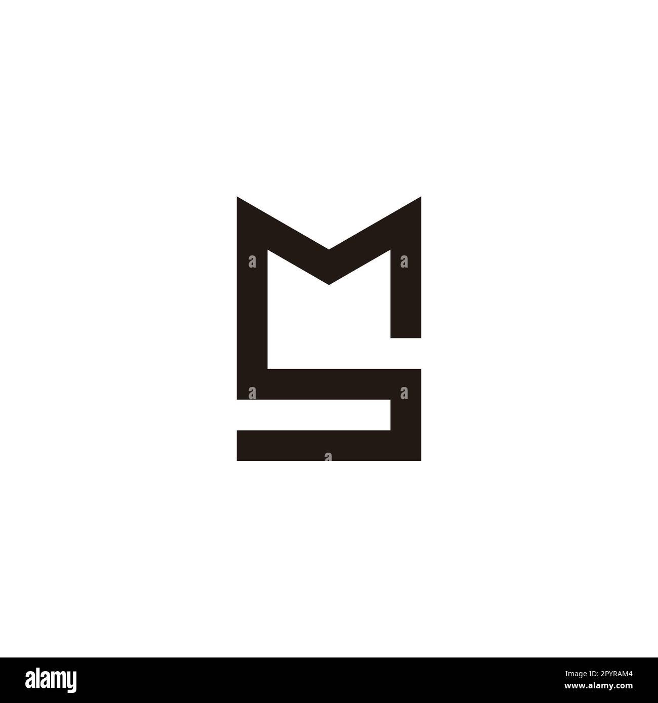 Lettera MS SM M S simbolo geometrico unico vettore logo semplice Illustrazione Vettoriale