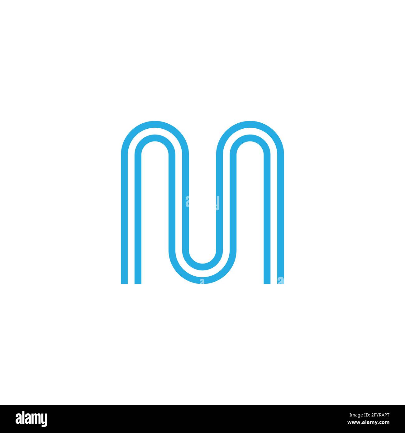 Lettera M curva, linee simbolo geometrico semplice vettore logo Illustrazione Vettoriale