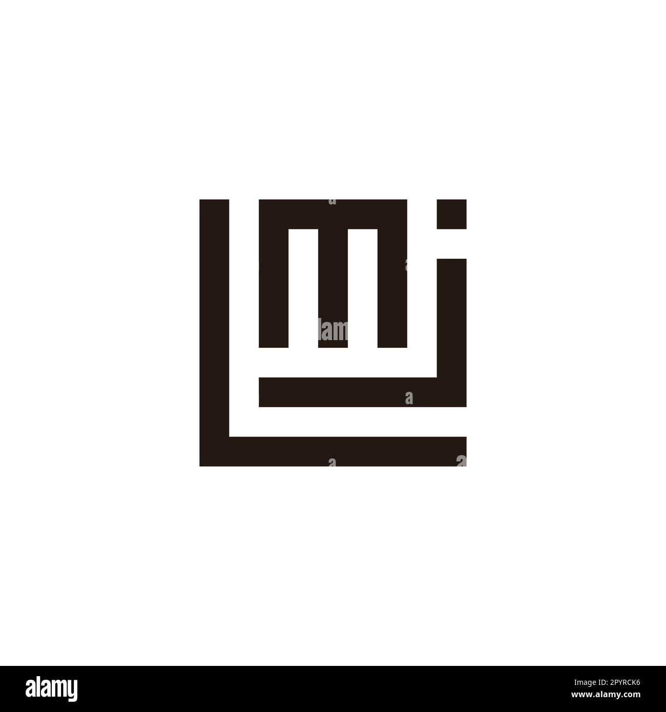 Lettera L, j e m simbolo geometrico quadrato semplice vettore logo Illustrazione Vettoriale
