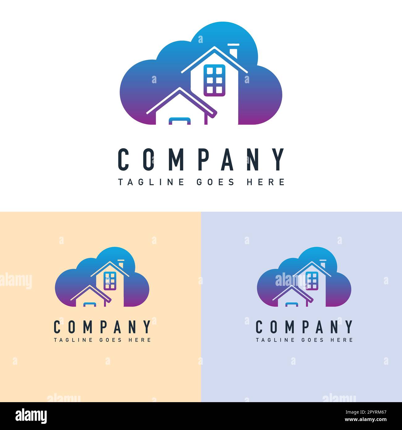 Modello vettoriale di progettazione del logo cloud home. Concetto di design del logo immobiliare. Illustrazione Vettoriale