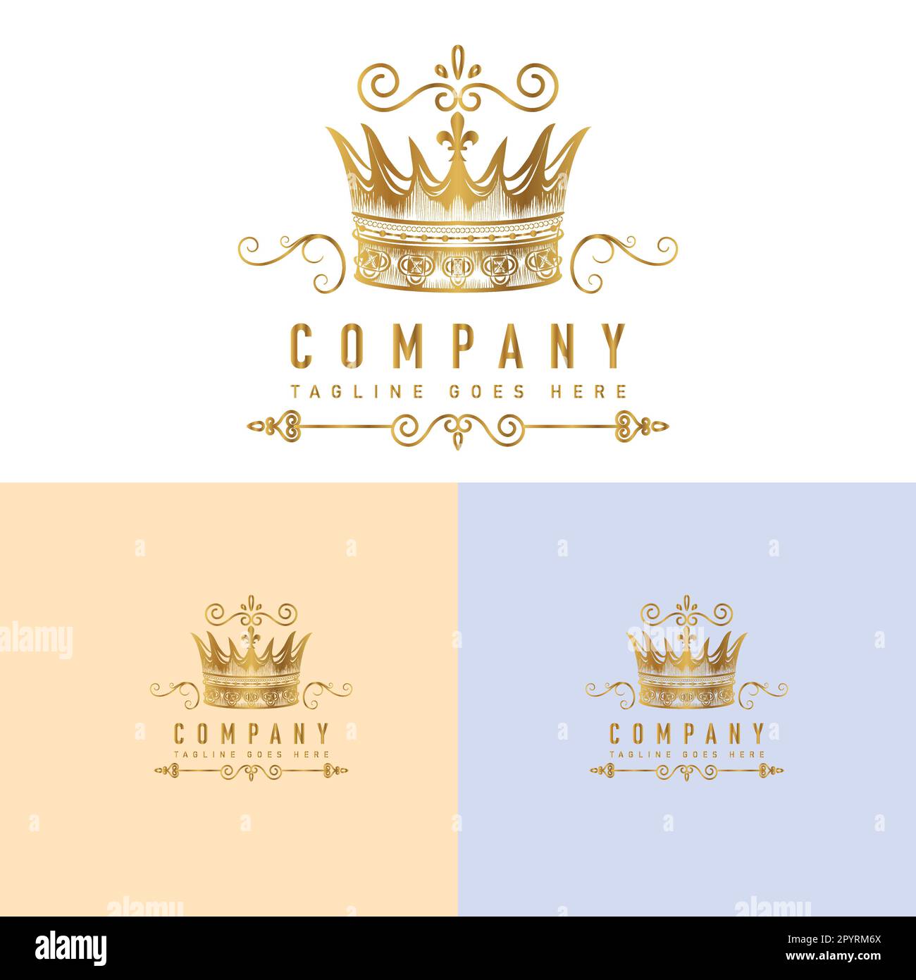 Logo Crown. Modello di logo regale di lusso. Illustrazione vettoriale. Illustrazione Vettoriale