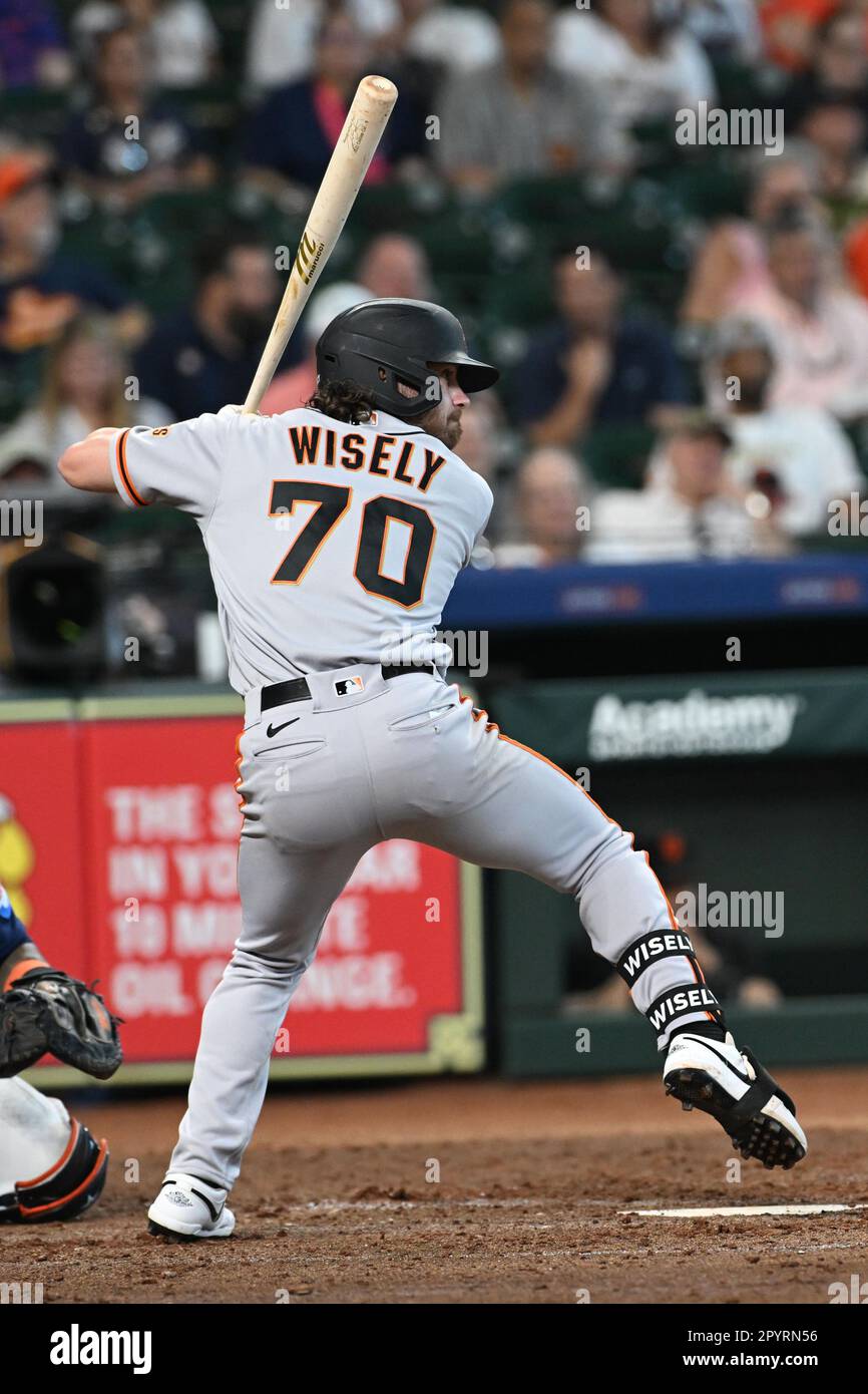 San Francisco Giants secondo baseman Brett saggiamente (70) nel nono inning durante il gioco MLB tra i San Francisco Giants e gli Houston Astros Foto Stock