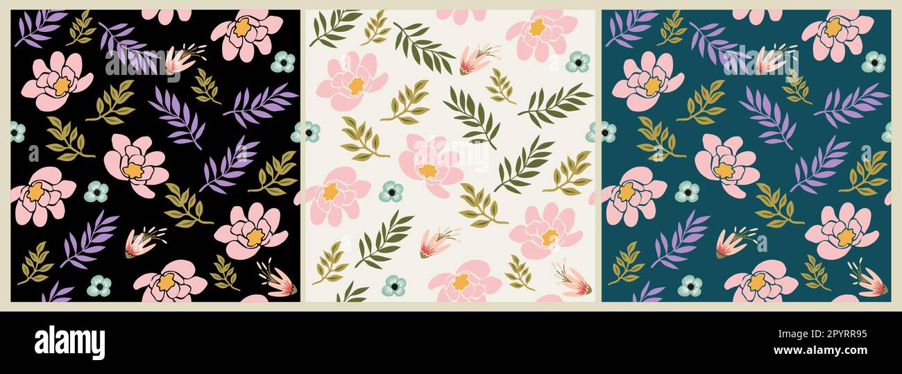 Modello astratto senza cuciture con fiori d'epoca Illustrazione Vettoriale