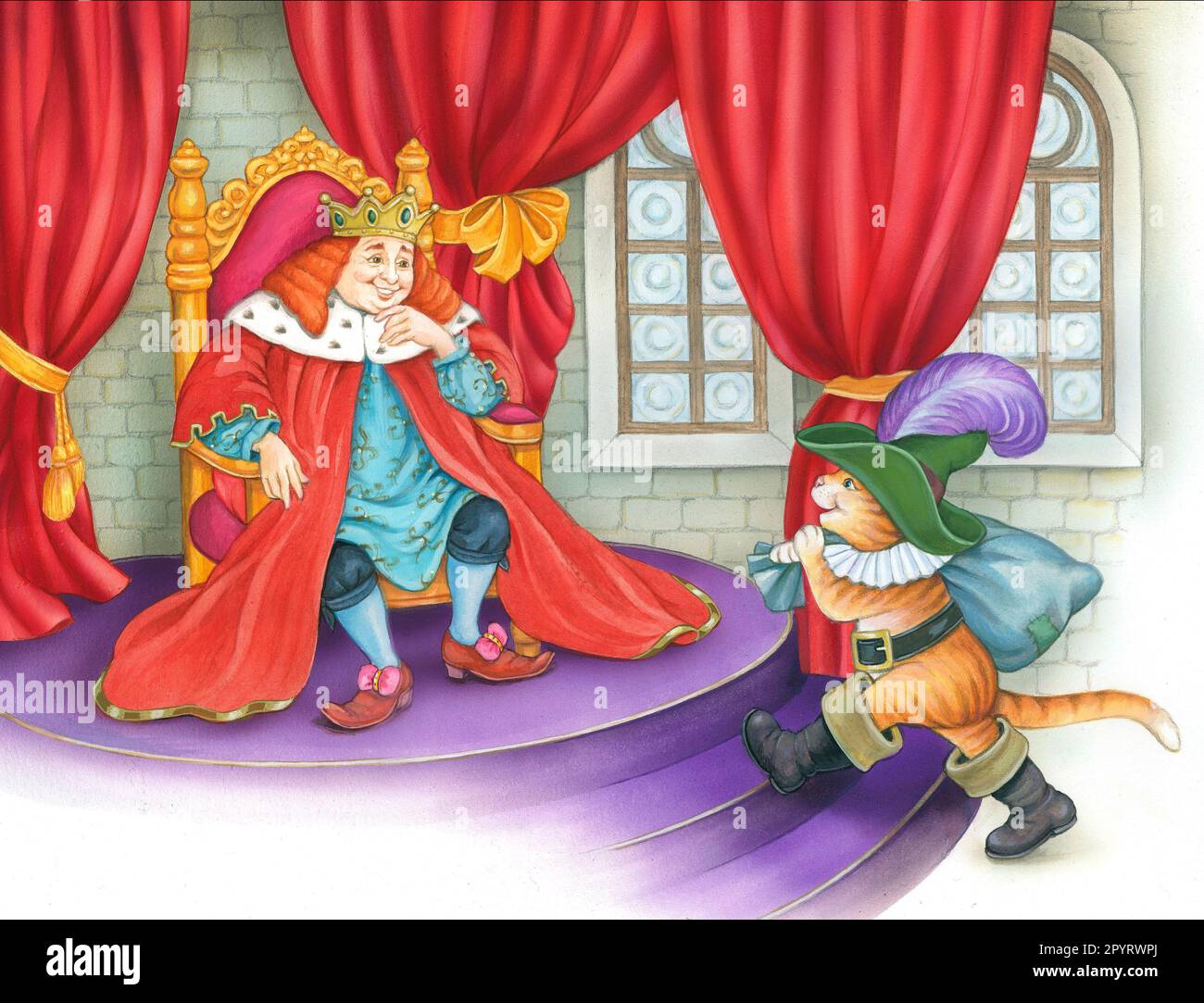 Storie per bambini - Puss in Boots con Merry King Foto Stock