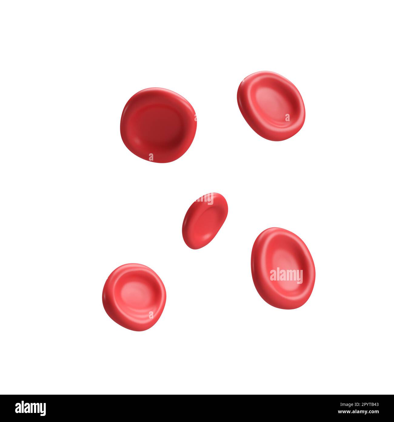 3d flusso di globuli rossi piastrine ferro anemia eritrocitaria. Rappresentazione realistica dell'analisi medica su sfondo bianco con tracciato di ritaglio Foto Stock