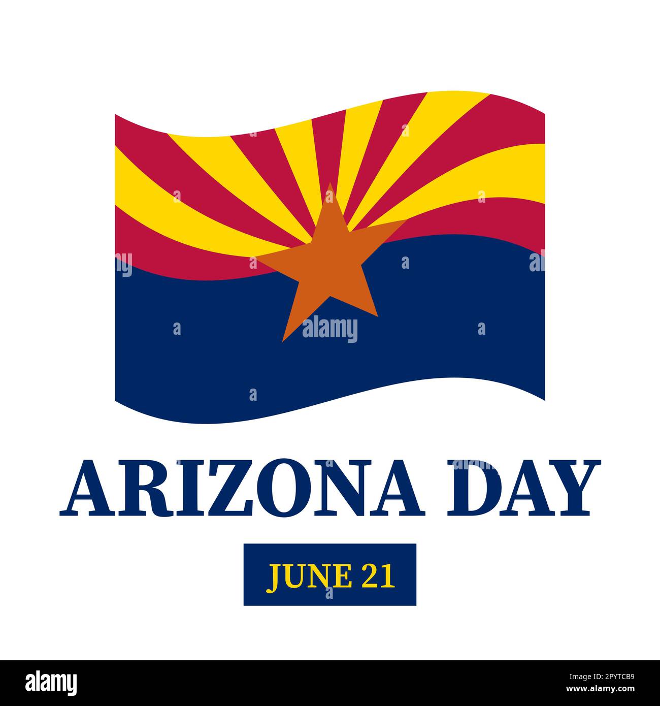 Banner Arizona Day. Festa di festa il 21 giugno. Modello vettoriale per poster tipografici, volantini, biglietti d'auguri, ecc. Illustrazione Vettoriale
