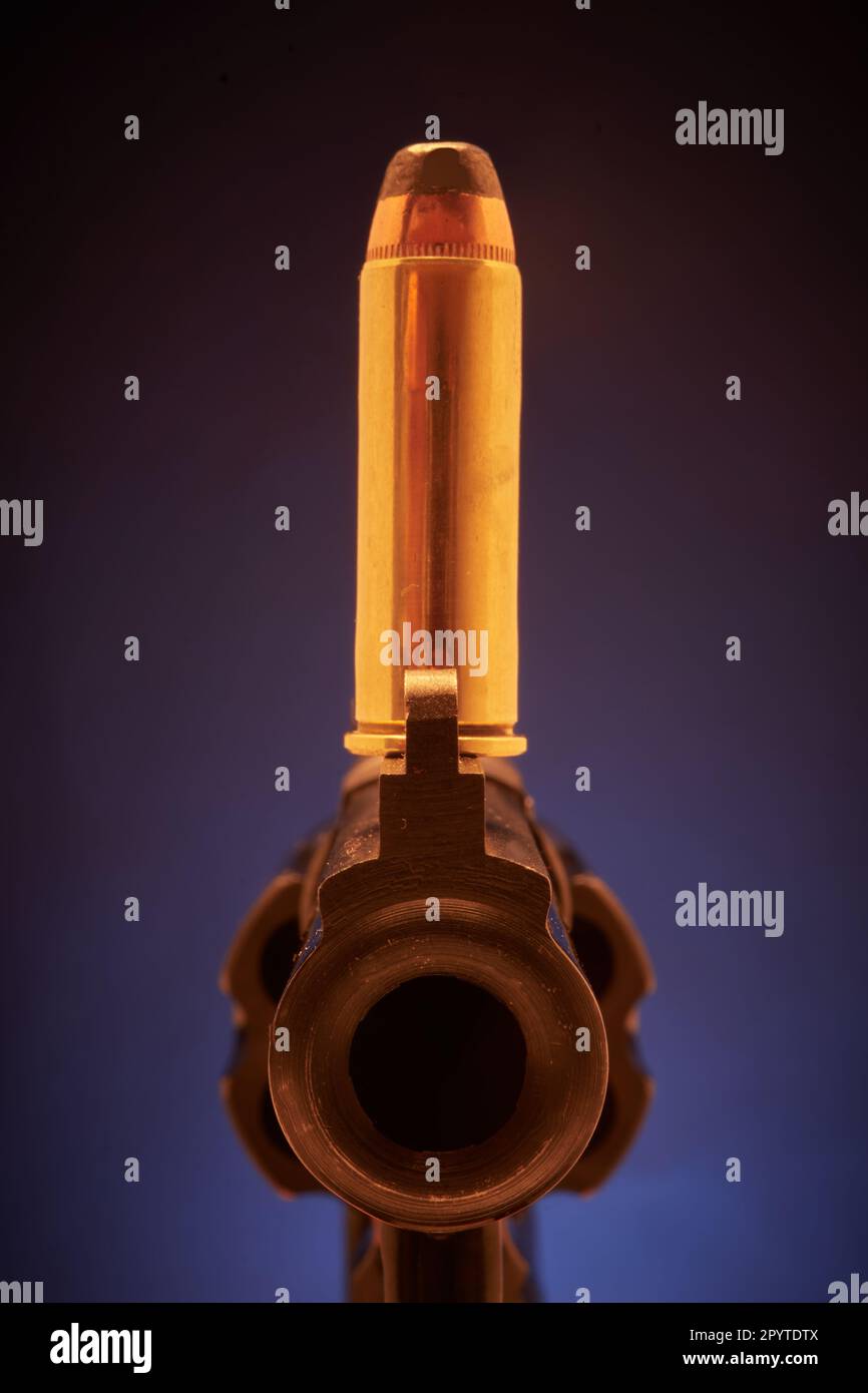 Cilindro e proiettile di un revolver Magnum .41 Foto Stock