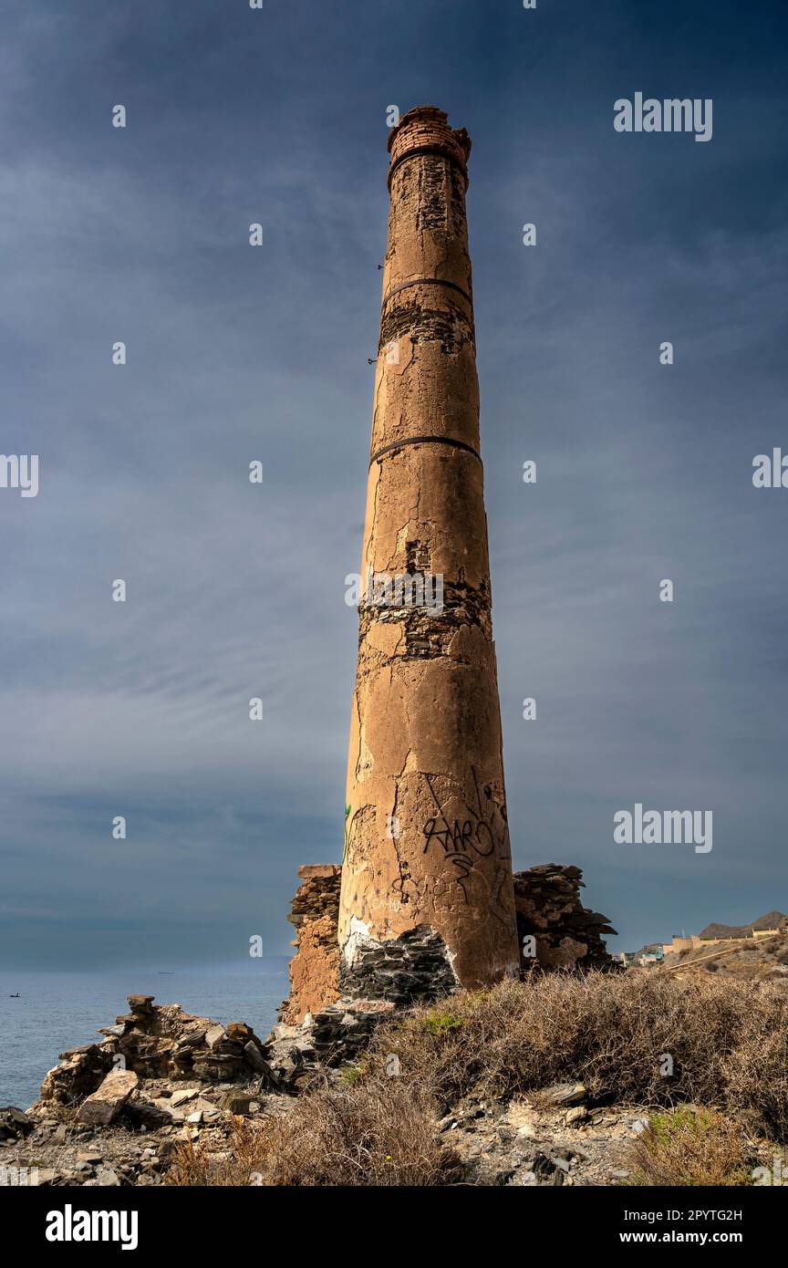 Camino di una vecchia fondazione di piombo a Villaricos, Almería, Andalusia, Spagna Foto Stock