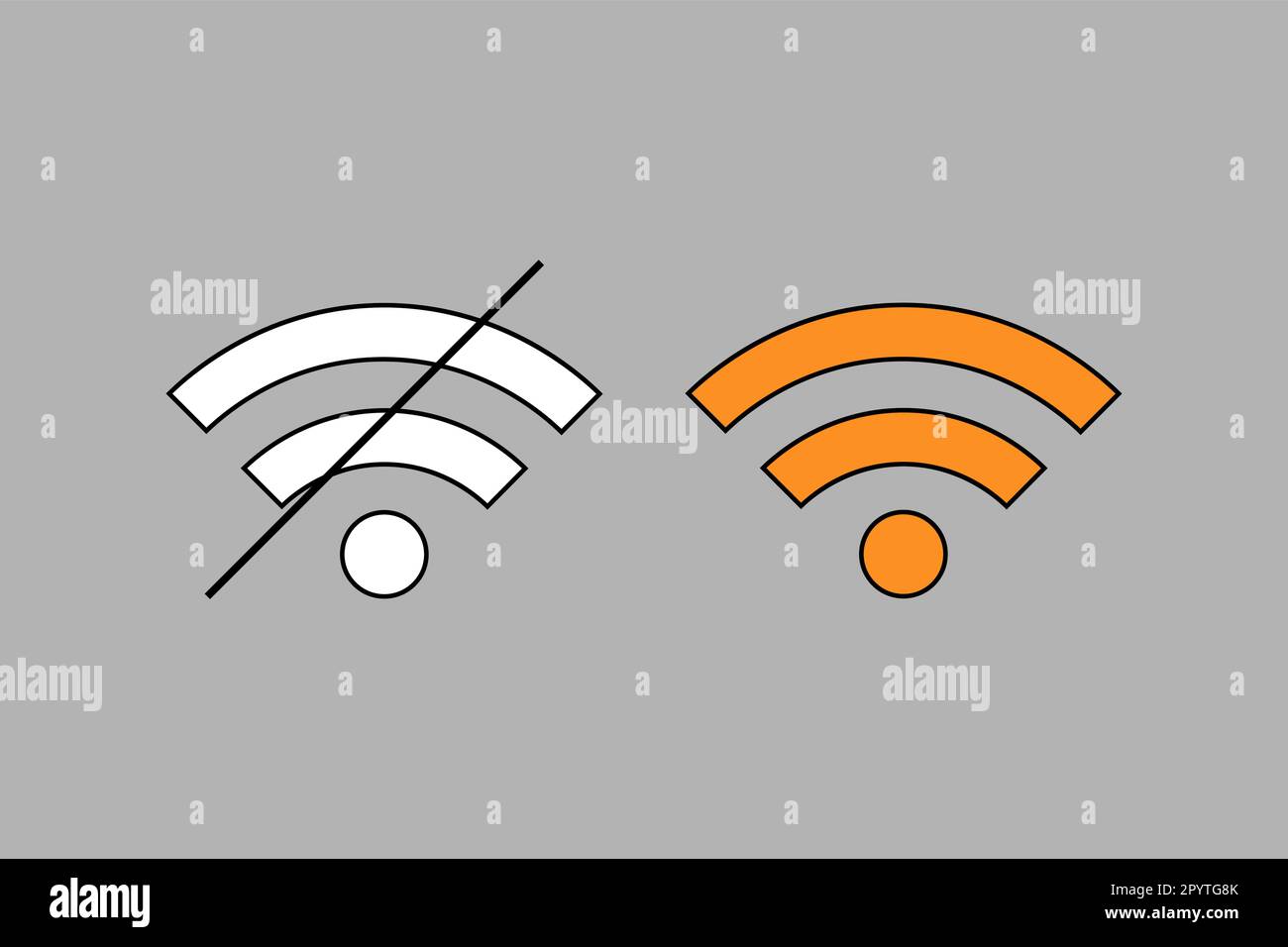 Icona Wi-fi, simbolo, connessione wireless, senza accesso a Internet Illustrazione Vettoriale