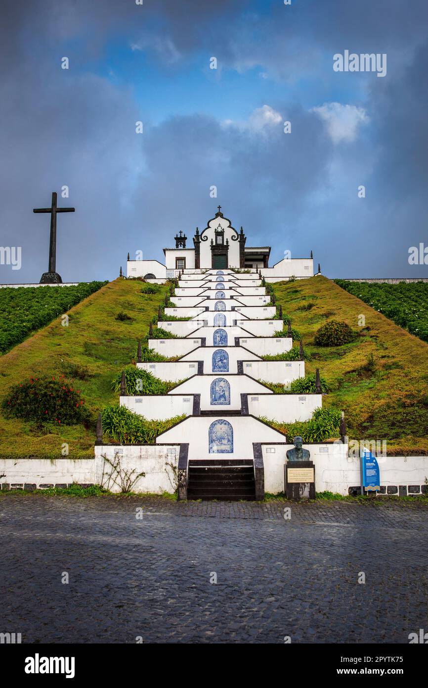Portogallo, Azzorre, Isola di Sao Miguel, Vila Franca do campo. Cappella, chiesa Nossa Senhora da Paz. Foto Stock