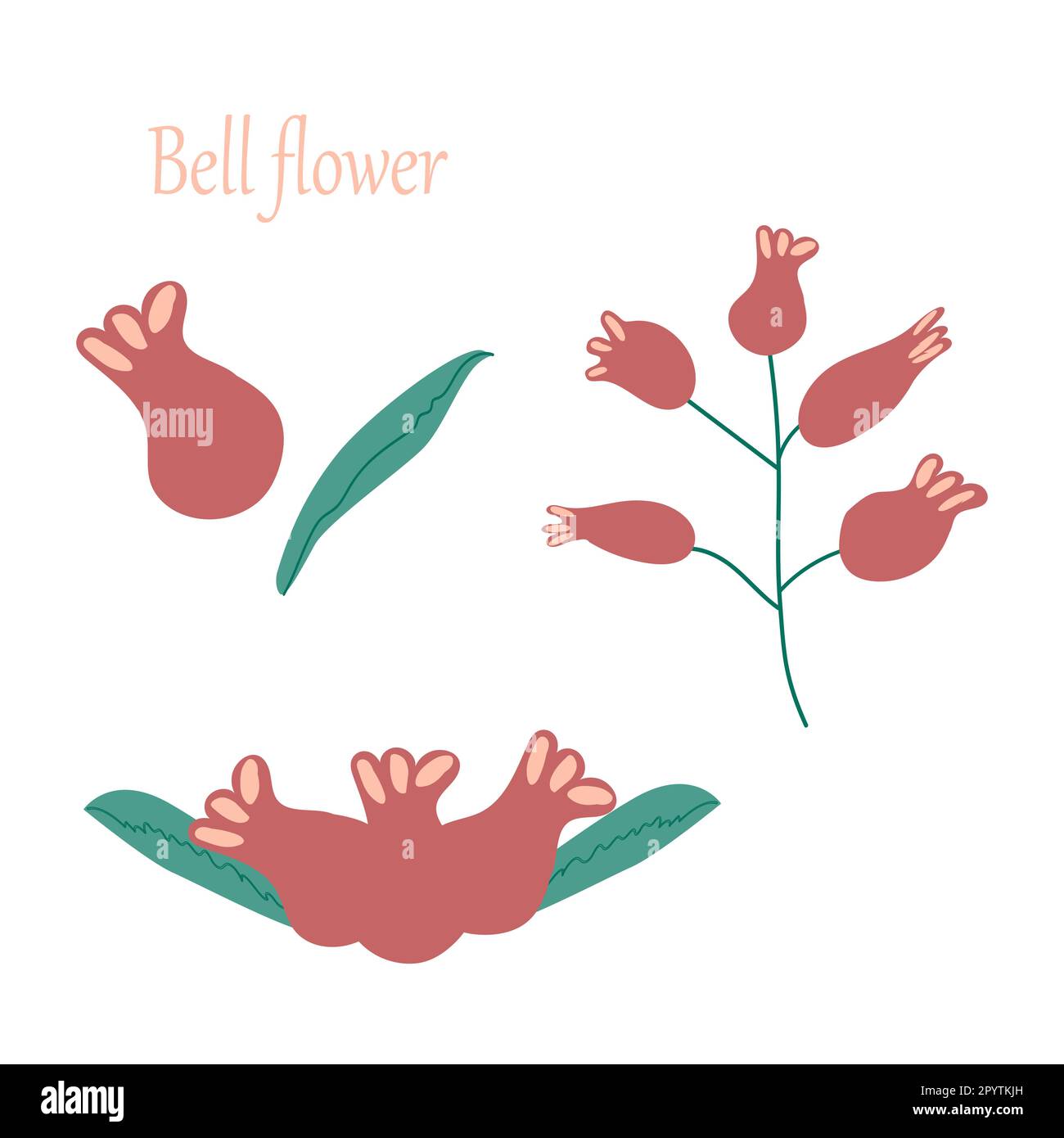 campana rossa fiore orientale in stile folcloristico Illustrazione Vettoriale